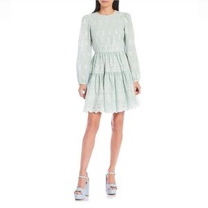 Antonio Melani x Born on Fifth Flora Crew 14 xl Long Blouson Sleeve Eyelet Dress